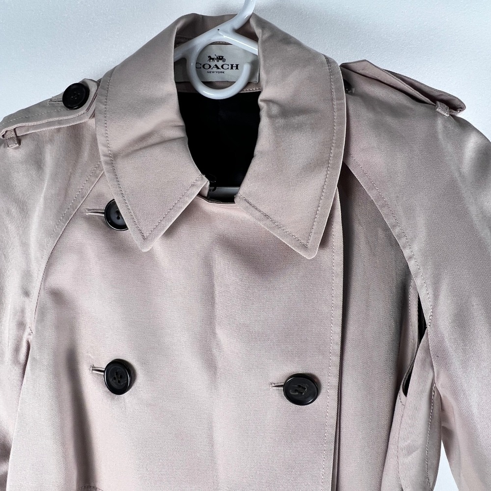 Rare Coach Convertible Trench Coat Dress XS Quartz Pink Detachable Sleeve $695 - Picture 9 of 10
